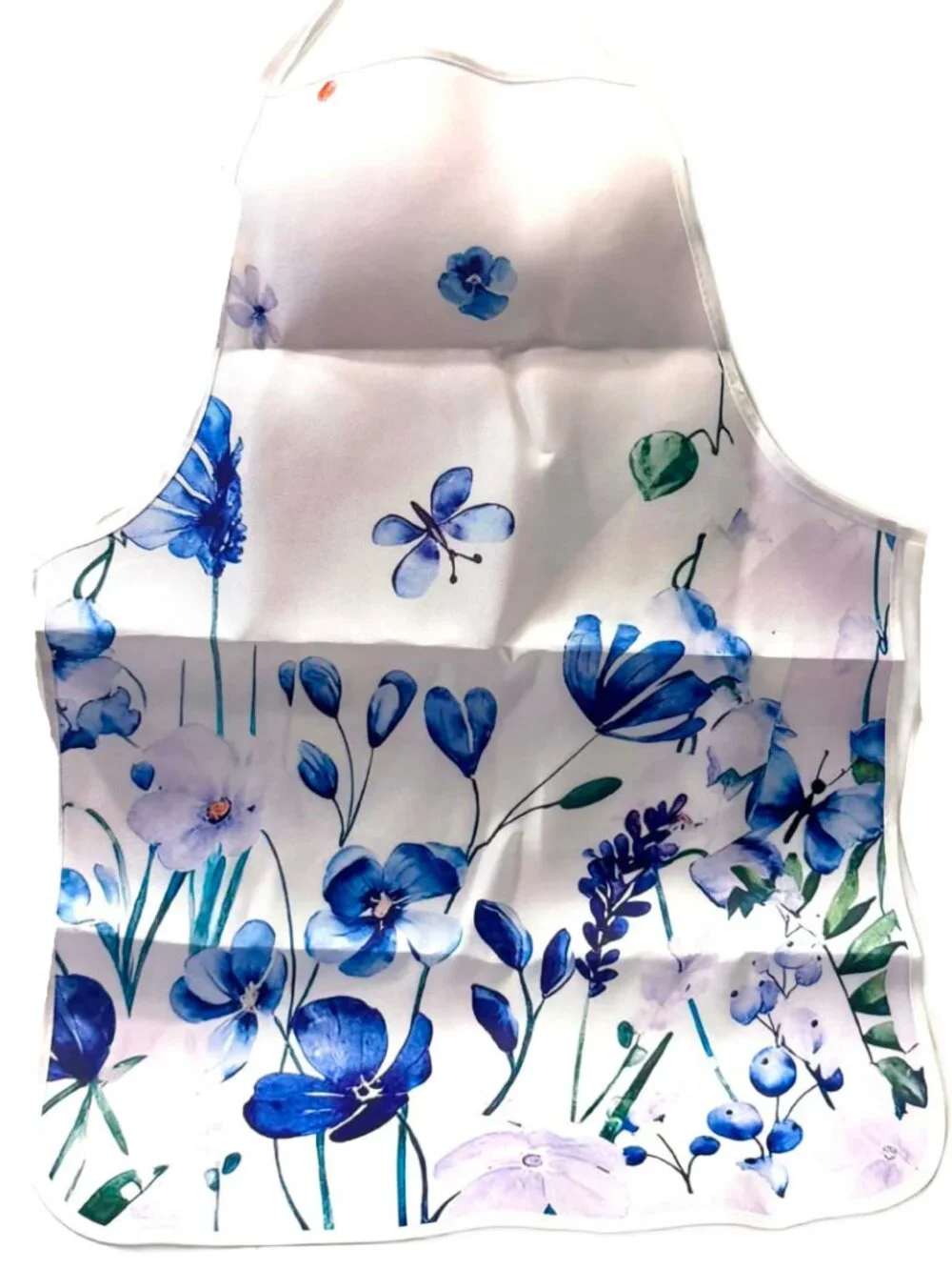 White / Blue Floral Apron Kitchen BBQ Baking Crafting Gardening NWT